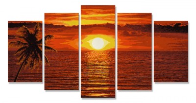 KIT PICTURA PE NUMERE SCHIPPER APUS IN CARAIBE, 5 TABLOURI foto