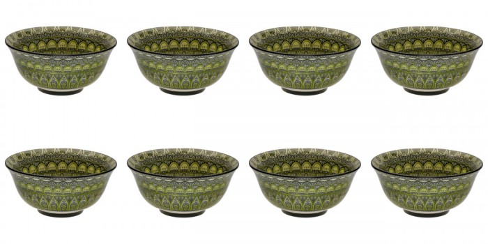 Set boluri, 8 piese, 500 ml, Ceramica, Verde