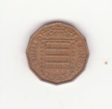 Marea Britanie 3 Pence 1953, an unic de batere- Elizabeth II 1st portrait; with &#039;BRITT:OMN&#039;, Europa