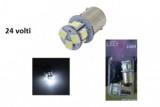 Set 2 Becuri LED 24V BA15S, Lumina Alba, Pini Opusi 180&deg;, 1156, 8 SMD 3030, Auto