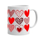 Cana alba personalizata Colectia Valentine&#039;s Day, Red Hearts Model 3, INOVATIX&reg;. 330ml, Oem