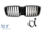 Grile de rinichi iluminate stil Iconic Glow cu lamele unice si design LCI potrivite pentru BMW X3 G01 2018-2022, negru lucios Performance AutoTuning