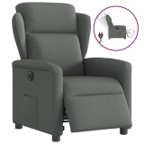 vidaXL Fotoliu rabatabil electric, gri &icirc;nchis, material textil