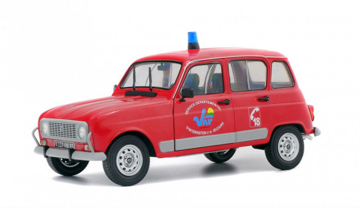 Macheta auto Renault 4L Pompieri, 1:18 Solido