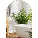 HOMCOM Oglindă murală curbată oglindă de baie cu cadru din aliaj de aluminiu pentru dormitor living intrare 50 &times; 70 cm aur | Aosom Romania