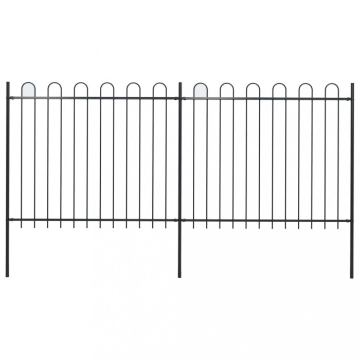 Gossi gard de gradina cu varf curbat, negru, 3,4 m, otel