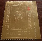 Fujeira 1971 Charles de Gaulle GOLD FOIL perf. MNH S.641, Nestampilat