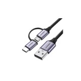 Ugreen USB - micro USB / USB tip C 2in1 cablu de date și &icirc;ncărcare 2,4A 1m - negru (30875)