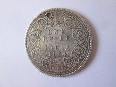 Rara! India Britanica 1 Rupee 1884 argint imparateasa Victoria foto