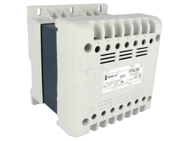 Transformator 250VA 230VAC 24V pentru şină DIN BREVE TUFVASSONS