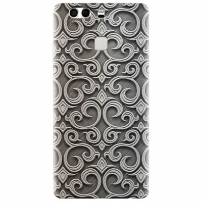 Husa silicon pentru Huawei P9 Plus, Baroque Silver Pattern foto