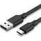 Cablu Date si Incarcare USB-A - USB-C UGREEN US287, 18W, 0.25m, Negru
