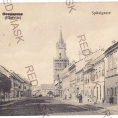 5311 - BISTRITA, street stores, Romania - old postcard - used - 1906