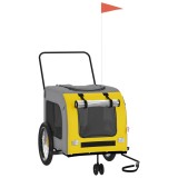 Cumpara ieftin Remorca bicicleta animale companie, galben/gri, oxford/fier