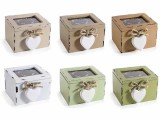 Cumpara ieftin Set 6 cutii pliculete ceai sticla lemn multicolor vintage 10 x 9,5 x 7 H