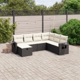 Cumpara ieftin Set canapele de grădină cu perne, 7 piese, negru, poliratan