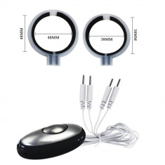 Puterea Bărbatului - Set Stimulator Electric cu 2 Inele pentru Penis 4 cm