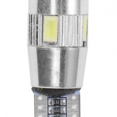 Led T10 6 SMD, W5W, Canbus, 12V, Pentru Pozitie, Plafoniere, Portbagaj, Lumina Albastru KRU115