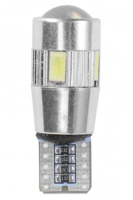 Led T10 6 SMD, W5W, Canbus, 12V, Pentru Pozitie, Plafoniere, Portbagaj, Lumina Albastru KRU115 foto