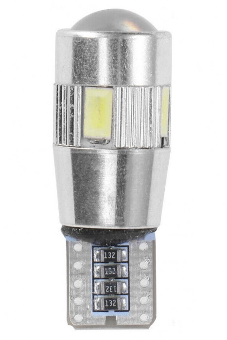 Led T10 6 SMD, W5W, Canbus, 12V, Pentru Pozitie, Plafoniere, Portbagaj, Lumina Albastru KRU115