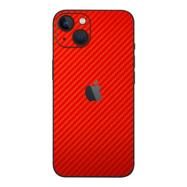 Set Folii Skin Acoperire 360 Compatibile cu Apple iPhone 14 Plus Wraps Skin Texture Carbon Geranium Red