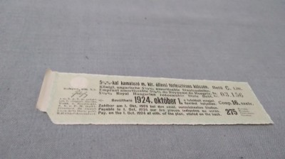 CUPOANE /BON DE TREZORERIE CU REDUCERE 1924 UNGARIA foto