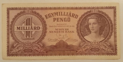Bancnota Ungaria - 1000000000 Pengo 1946 foto