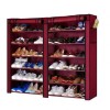 Dulap Pantofi Textil Dublu, 12 Rafturi, 36 Perechi, 116x30x110cm. Organizator Incaltaminte, Husa Protectie Praf, Fermoar