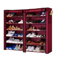 Dulap de pantofi textil dublu, 12 rafturi, 36 de perechi de incaltaminte