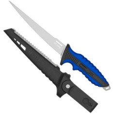 Cutit MUSTAD pentru Filetat, Lama Polisata 17.8cm + Teaca foto