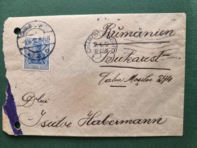 plic corespondenta anii1900, Isidor Habermann , cu sigiliu , timbru si stampile foto