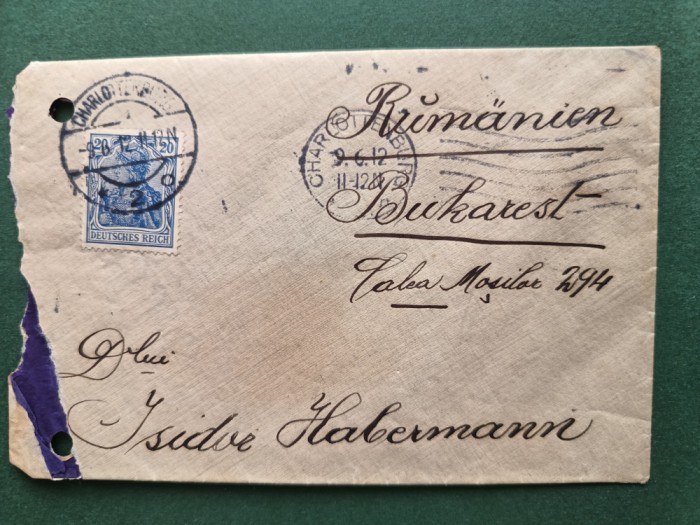 plic corespondenta anii1900, Isidor Habermann , cu sigiliu , timbru si stampile