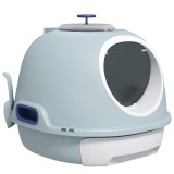 PawHut Litieră Pisici Capacită Acoperită Detasabila 2 Intrari Lopatică Albastru 47x55x44cm