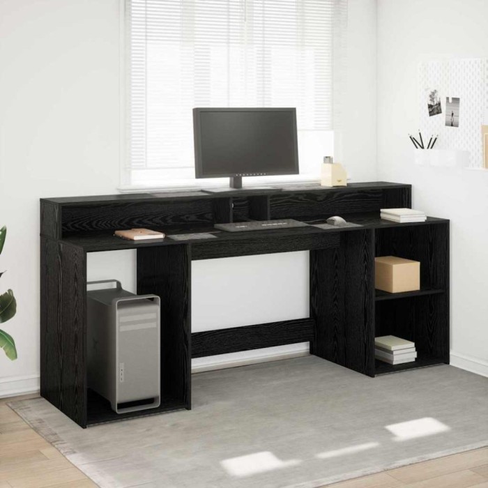 vidaXL Birou cu sertar Stejar negru 200 x 55 x 91 cm Lemn compozit 3365616