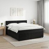 Cumpara ieftin Pat boxspring cu saltea cu headboard Negru 160 x 200 cm Catifea