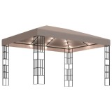 Cumpara ieftin Pavilion cu siruri de lumini LED, gri taupe, 4x3 m
