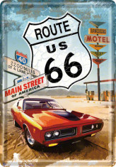 Placa metalica - Route 66 - Gas Up - 10x14 cm foto