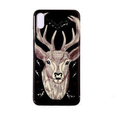 Carcasa Husa Apple iPhone XS Max Model Deer, Fosforescent, Antisoc + Folie sticla securizata Apple iPhone XS Max Tempered Glass Viceversa foto