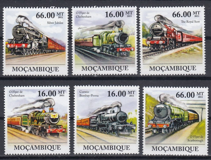 Mozambic - LOCOMOTIVE cu ABUR - MNH - Michel = 23,00 Eur.