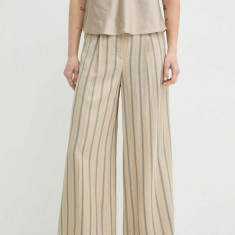 MAX&Co. pantaloni din amestec de in culoarea bej, lat, high waist, 2416131064200 2416130000000