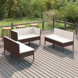 vidaXL Set mobilier de grădină cu perne, 6 piese, maro, poliratan 3094351