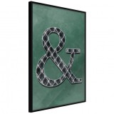 Cumpara ieftin Poster - Ampersand on Green Background, cu Ramă neagră, 20x30 cm