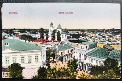 Giurgiu 1923 - Vedere generala - printata, rezolutie foarte buna, color, circulata la Cluj, 2 timbre intacte, Editura David Stern foto