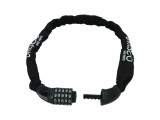 Antifurt bicicleta Dresco cu cifru reglabil, lant 90 cm si zale intarite 6 mm, protectie textila, negru/alb
