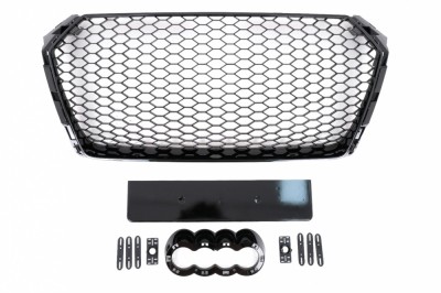 Grila Centrala Audi A4 B9 8W (2016-2018) Sedan Avant RS Design Negru Lucios Performance AutoTuning foto