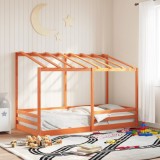 Gossi acoperis pat de copii, maro ceruit, 100x200 cm, lemn masiv pin