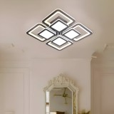 Lustra LED cu telecomanda SUSAN, 77W, 4 Patrate, lumina Rece/Calda/Neutra, Dimabila, Negru, Alessandro DESIGN