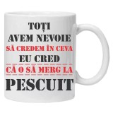 Cana alba personalizata "cred ca merg la pescuit,", INOVATIX&reg;️. 330ml
