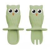 Set tacamuri din silicon Bufnita, 6 luni+, Raw Green, Appekids