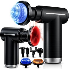 Aparat pentru Masaj Profesional Tip Pistol Linomag&reg;, cu Compresă Caldă &amp; Rece, 6 Viteze, 6 Capete de Schimb, 3500 rpm, LCD, baterie 1800mAh, ultra sil
